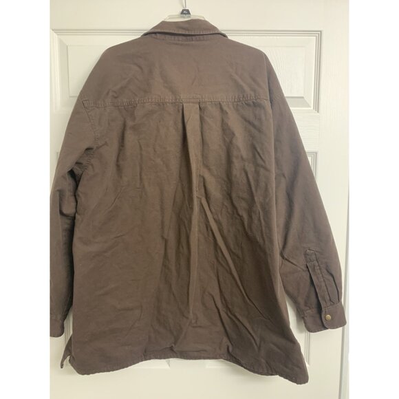 ShaverLake Brown Cotton Denim Jacket Size XL Full Snap Front Plaid - Picture 2 of 9